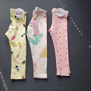 Dot Dot Smile 2T Leggings 3pc Bundle Stretch Elastic Waist NWT